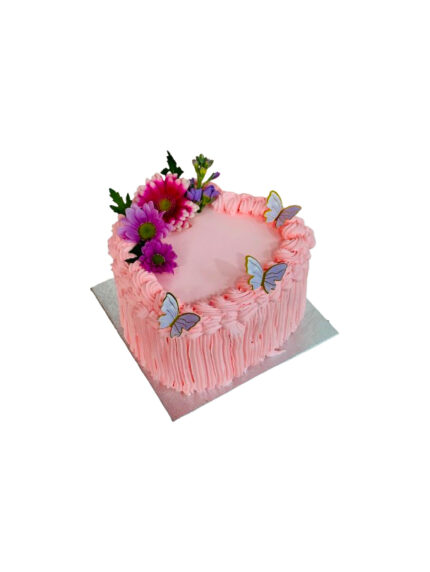 Pink Butterfly Heart Cake